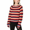 Crave Fame Juniors' Fluffy Striped Sweater (M, multicolor/Pink Combo)