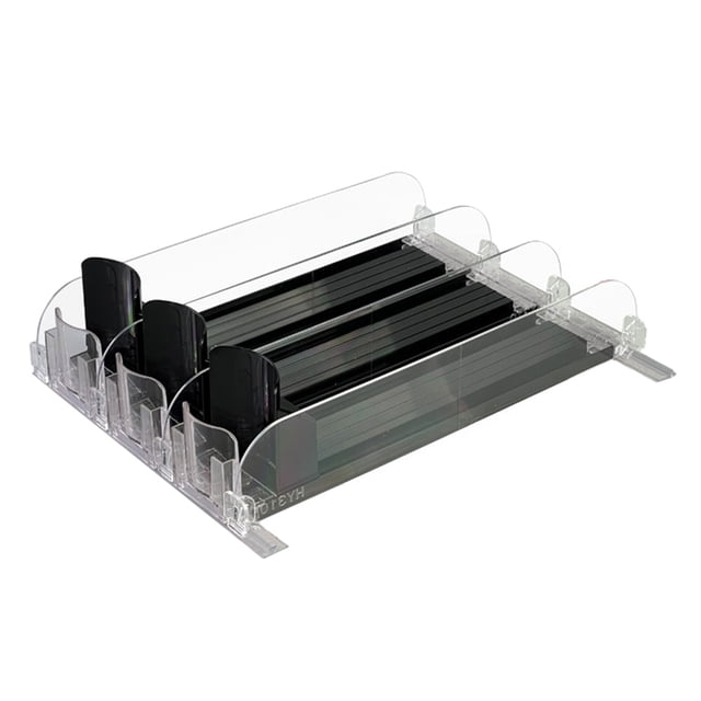 Soda Can Bottle Pusher Auto Beer Puster Sporter Organizador Dispensador Push Ancho Ajustable Glide en Forma E para Refrigerador
