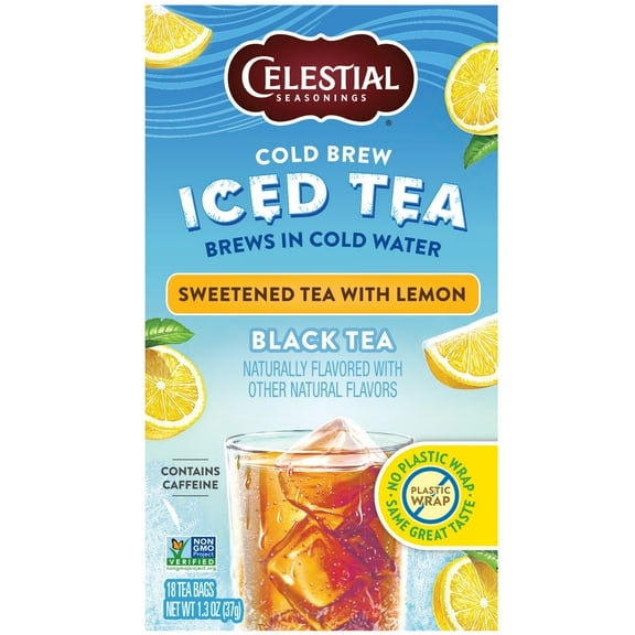 Celestial Seasonings Cold Brew Sweetened with Lemon Iced Black Tea Bags, 18 Count