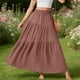 thumbnail image 5 of TaTaai Women's Spring Summer Solid Color Casual Long Skirt Elastic Waist Asymmetrical Design Flowy Skirt with Pockets Gift, 5 of 6