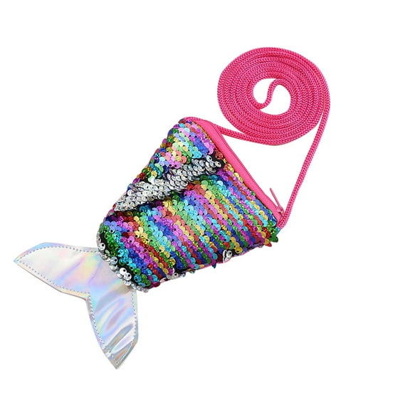Women Mermaid Tail Sequins Purse Girls Crossbody Bags Sling Money Change Holder Purse Bag Pouch For Gifts (Multicolor)
