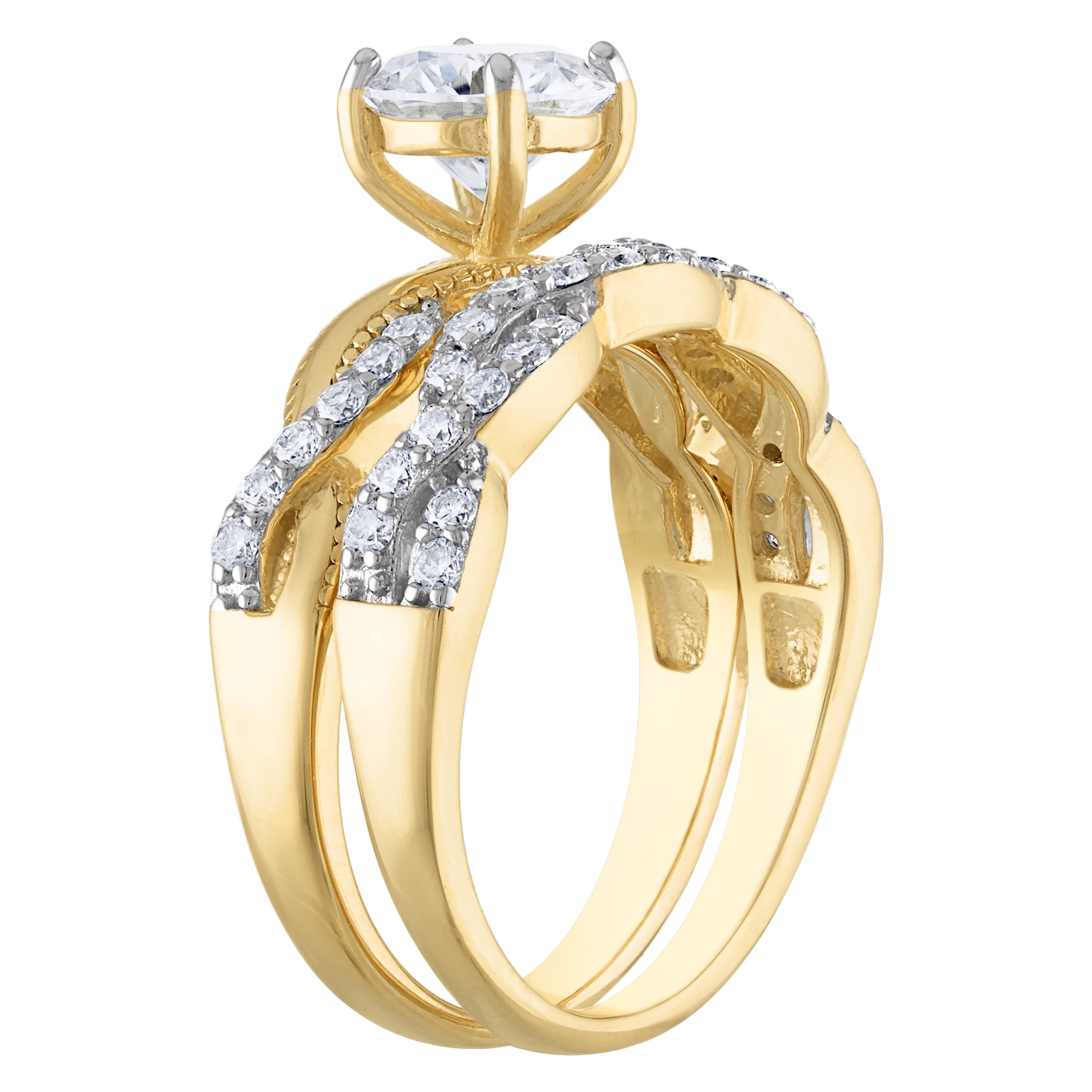 silver cr moissanite 2 cttw engagement ring set