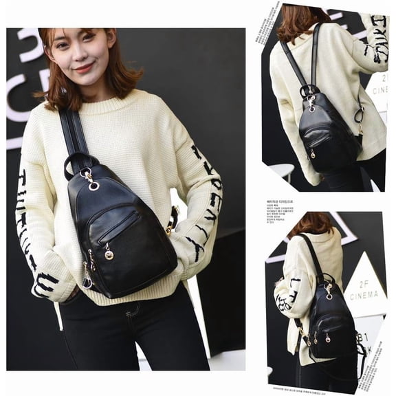 Women's Small Leather Convertible Backpack Purse, 3 Ways to Wear as Sling Shoulder Bag