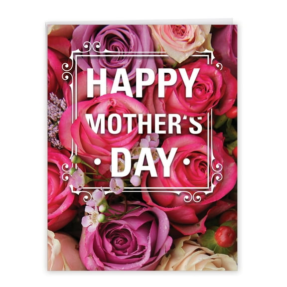1 Jumbo Mother's Day Greeting Card (8.5 x 11 Inch) - Flowers for Mom J3528MDG