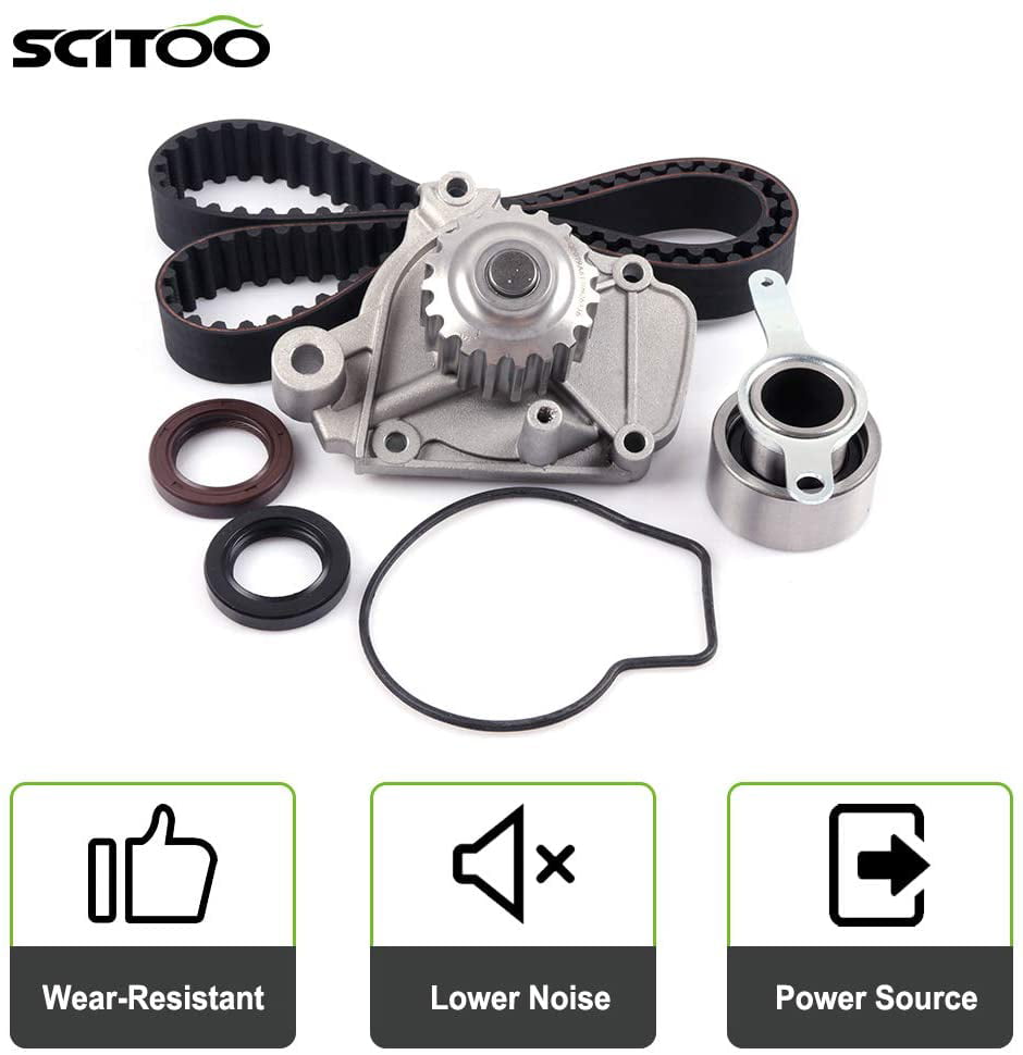 SCITOO Engine Timing Part Belt Set Timing Belt Kits fit Honda Civic DEL SOL Si EX 1992-1995 Replacement Timing Tools with Water Pump D16Z6