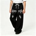 thumbnail image 2 of WERYOUNG Boys Pants Elastic Drawstring Waist Wide Leg Trousers Toddler Kids Soft Back To School Pants 10-11 Years, 2 of 5