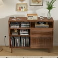 thumbnail image 4 of Lisicues Record Player Stand with Vinyl Storage, Turntable Stand Table, Power Outlet, Sliding Door, 4 of 8