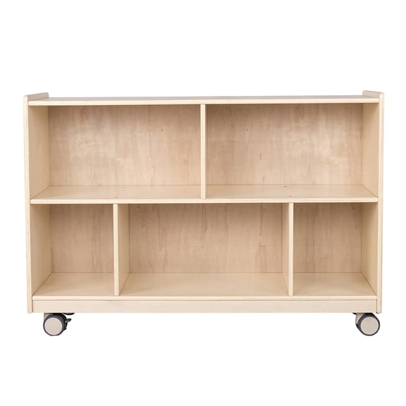Children’s Factory Mobile 2-Shelf Storage Cubby, 30" H Classroom Bookshelf for Preschool & Daycare, Kids Reading Nook Toy Organizer, Toddler Playroom Storage, Assembled
