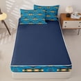 thumbnail image 4 of jejeloiu Nautical Tribal Zipper Full Size Comforter Sets with Fitted Sheet and 2 Pillowcases,Coastal Print Zipper Bedding Set For Boys,Blue Teal,Navy Blue Reversible,4-Piece, 4 of 7