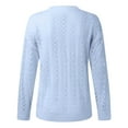 thumbnail image 7 of Duoif Sweaters for Women Trendy Women Casual Solid Color Hollow V Neck Knit Sweater Women's Sweaters Womens Tops Light Blue L, 7 of 7