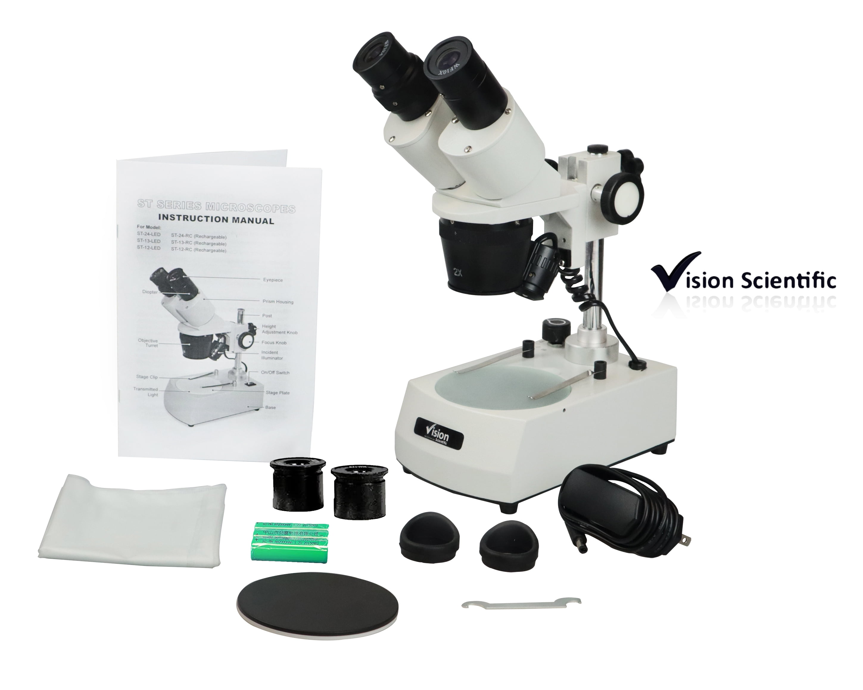 Vision Scientific VME0009-LD Microscope, 40x - 1000x, LED Illumination with Intensity Control, Abbe Condenser, Mechanical Stage, Coarse and 並行輸入品 : Vision Scientific VME0009-T-LD-5NS Dual View Compound
