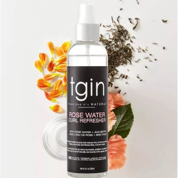 tgin Rose Water Hair Spray, Hydrating Curl Refresher with Acai