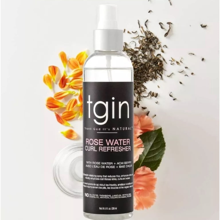 tgin Rose Water Hair Spray, Hydrating Curl Refresher with Acai