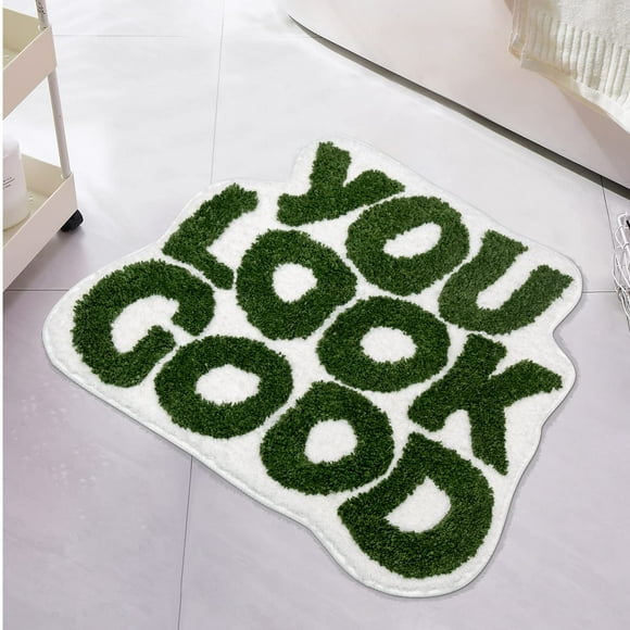Alfombra de baño UNIBATH You Look Good de microfibra verde 63 x 53 cm