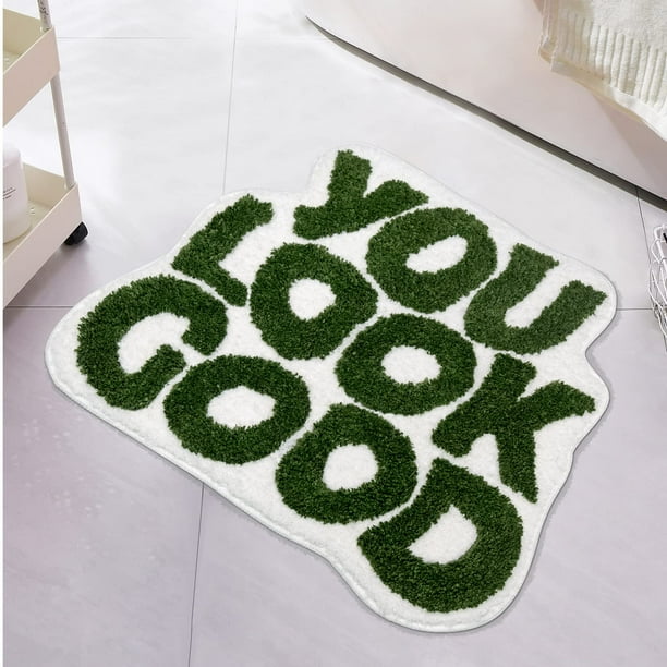 Alfombra de baño UNIBATH You Look Good de microfibra verde 63 x 53 cm
