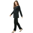 Roaman's Women's Plus Size Velour Tunic & Pant Set Matching Long Shirt Lounge
