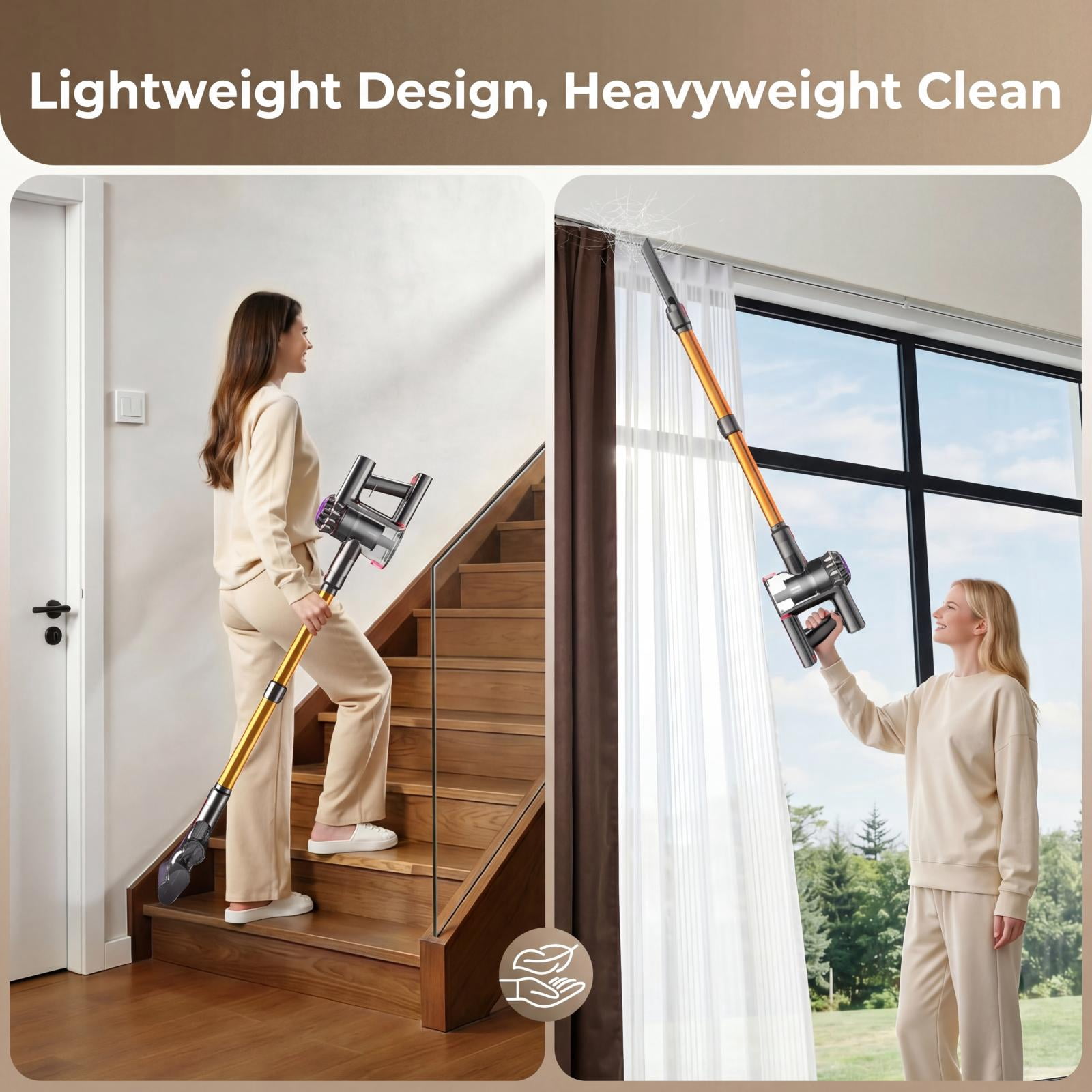 Cordless Stick Vacuum Cleaner 450W/48Kpa, 3 in 1 Rechargeable Cordless Vacuum, Lightweight Upright for Home Pet Hair Car Carpet Hardwood Floor
