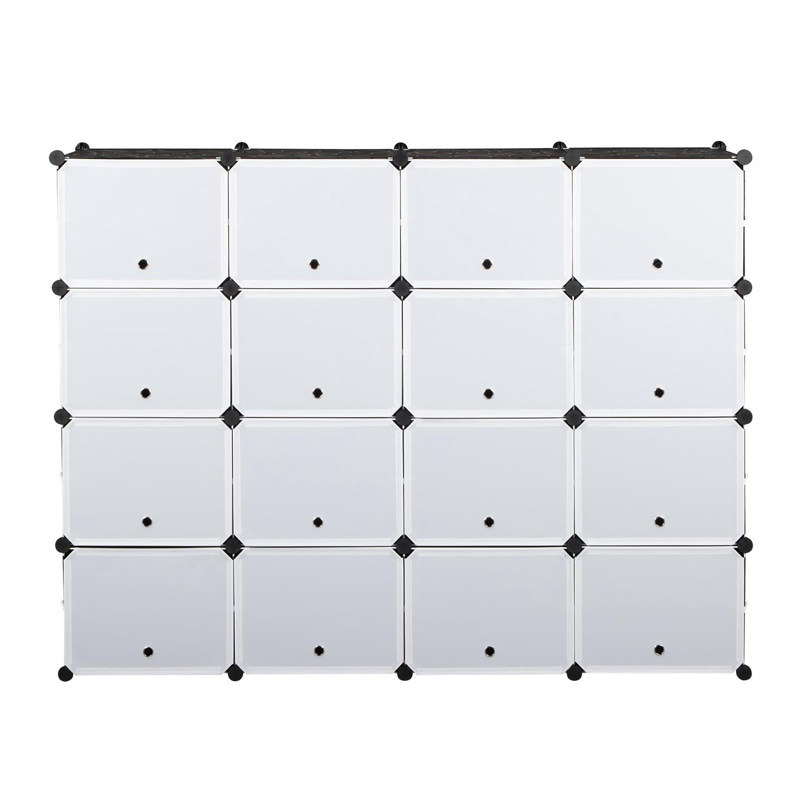 Zimtown 32-Cube Stackable Shoe Organizer, DIY Plastic Shoe Storage Rack 64 Pair Modular Shoe Cabinet, Black