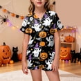 thumbnail image 2 of Leey-World Halloween Pajamas Toddler Kids Little Girls Halloween Satin Pajamas Pumpkin Short Sleeve Button Down Sleepwear Pjs Set Pjs for Girls 2T 3T 4T 5T 6T 7T 8T, 2 of 5