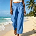 thumbnail image 4 of CQONEPT Wide Leg Pant for Womens Elastic Waist Elastic Waist Crop Pants Casual Flowy Loose Fit Trousers with Pocket Blue 3XL, 4 of 6