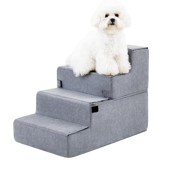 Stairs Bed 4-Step Dog High Bed Steps for Small Dogs and Cats Non-Slip Balanced Pet Ramp Indoor Grey
