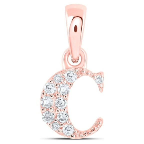 10k Rose Gold 1/20 CTW Natural Diamond Initial "C" Pendant 0.37 Grams