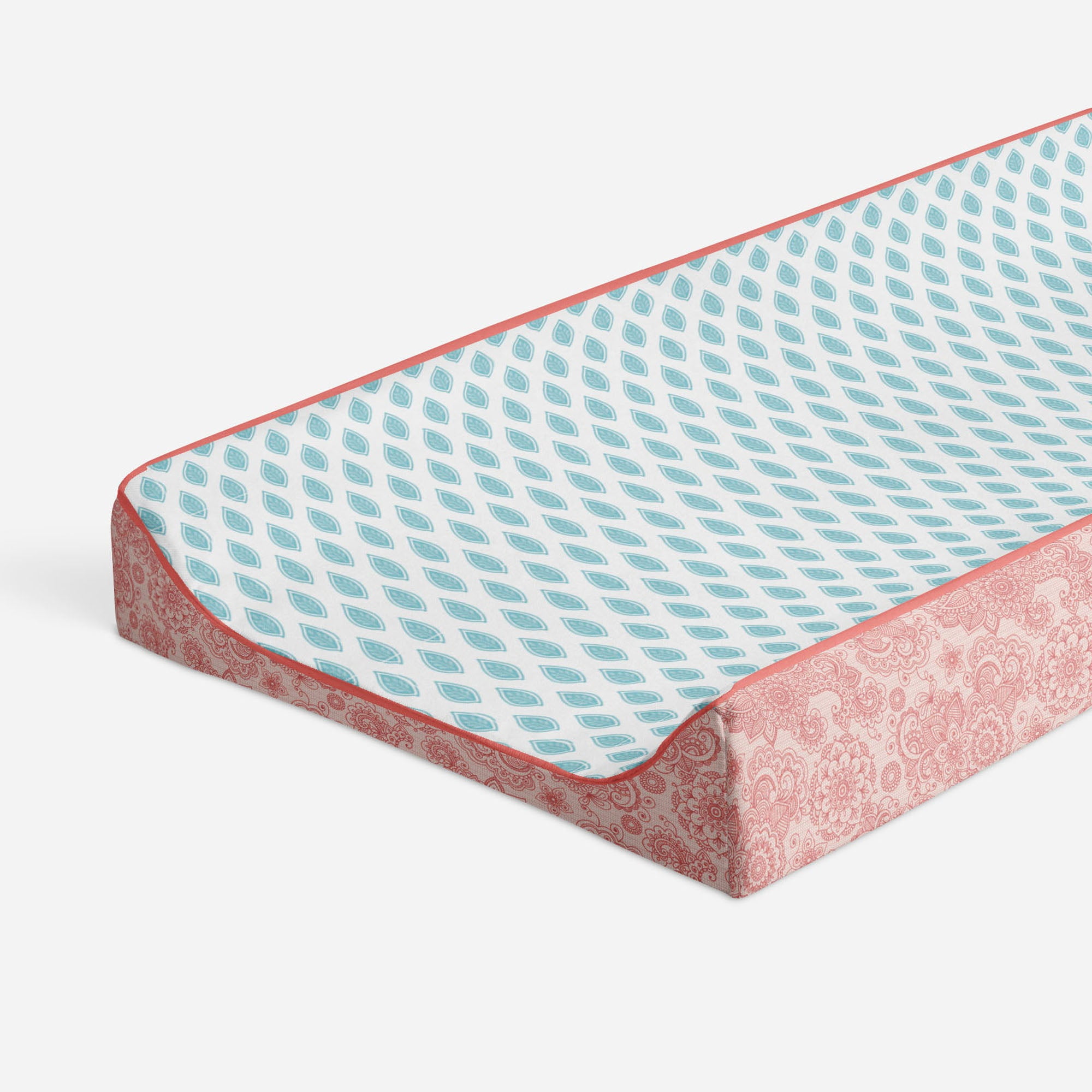 Bacati - Paisley Sophia Coral/Aqua Girls Quilted Changing Pad Cover