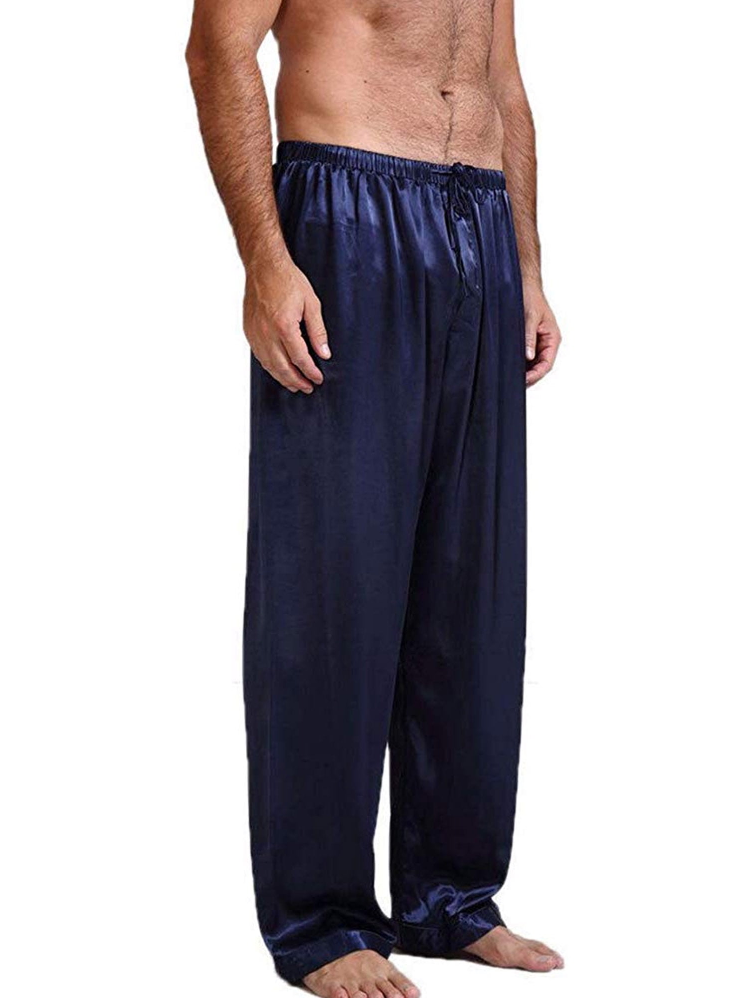 Sunisery Mens Silk Satin Pyjamas Lounge Wide Leg Sleep Pants Bottoms ...
