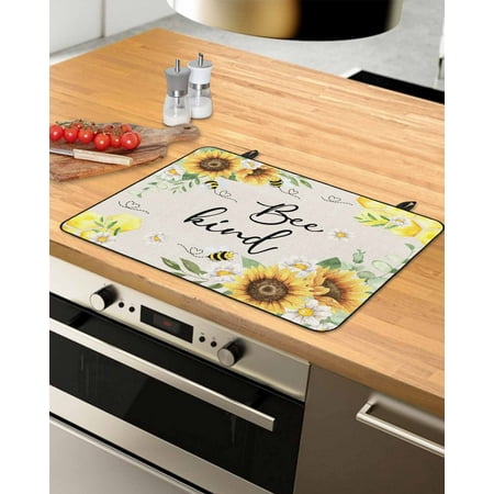 

Sunflower Stove Top Covers for Electric Stove Heat Insulation Fireproof Glass Cooktop Cover Counter Top Glass Stove Cover 24 x21 Watercolor Spring Floral Summer Botanical Bee Rustic