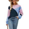 thumbnail image 1 of Femmes Pull à Manches Longues en Vrac Hiver Chaud Tricotés Pulls Patchwork Pulls, 1 of 5