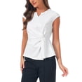 thumbnail image 4 of INSPIRE CHIC Twist Tops for Women's Notched Neck Cap Sleeve Casual Work Shirts XS White, 4 of 6