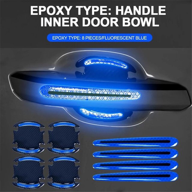 Juego De 8 Piezas De Fibra De Carbono 3d Para Puerta De Coche , Pegatinas Resistentes A Los Arañazos , Tiras Reflectantes Para huangjie unisex