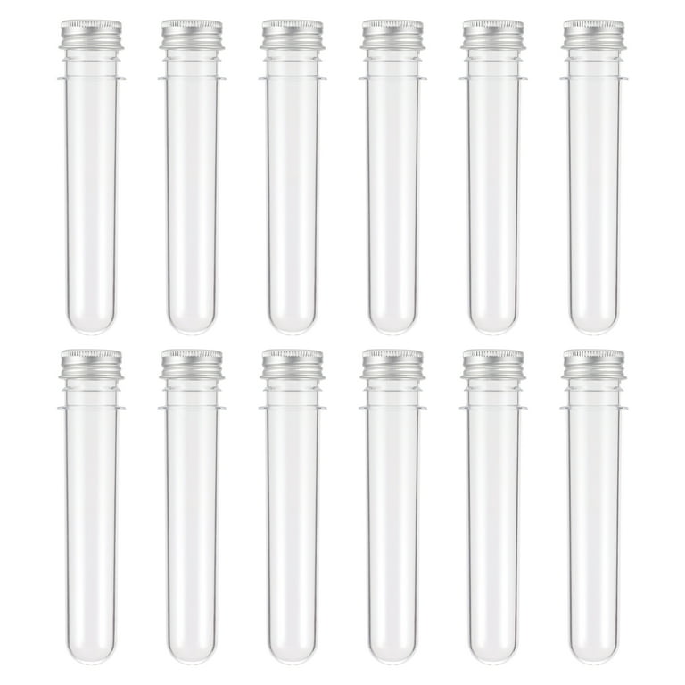 SOLUSTRE 60 Pcs Candy Tube Bottle Chemistry Test Tube Small Glass Test Tube  Science Test Tubes Gumball Tubes Storage Tubes with Caps Candy Tubes  Groaning Tube Pet Plastic Flat Drying Rack: 