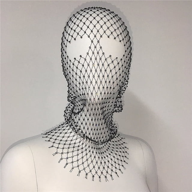 Zhuge Bandeau Foulard en Maille à Strass Bandeau en Cristal Bandeau Enveloppant (Noir)