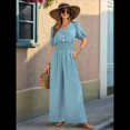 thumbnail image 4 of Mono de Mujer de Corta con Cuello en V, Elegante, Informal, con Pierna y Pantalones. Azul XXL, 4 of 10