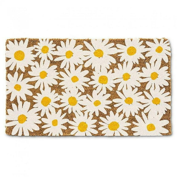 Abbott Doormat Durable Natural Coco Coir Doormat, Weather Resitant Mat Outdoor & Indoor Entrance, Home Decor Large Doormat, 18x30", Allover Daisy