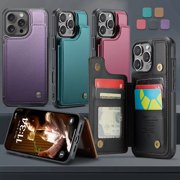 For iPhone 16 Pro Max Case with Card Holder, Wallet Case for Women Men with RFID Blocking, Durable Leather Kickstand Magnetic Clasp Shockproof for iPhone 16 Pro Max