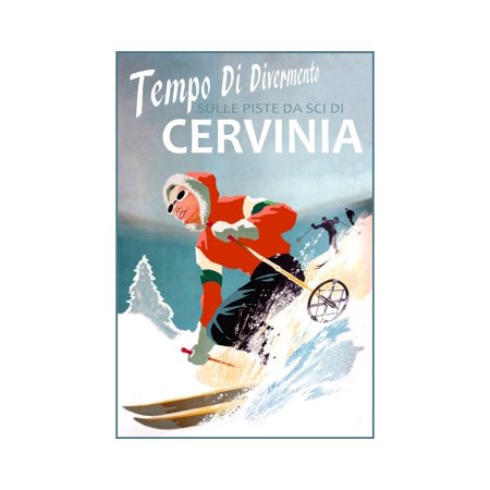 POSTER Cervinia Italy Ski Travel Poster New Retro Winter Sports Aosta Valley Valtournenche Art Print 311-UNFRAMED