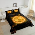 thumbnail image 4 of Orange Soccer Comforter Sets Full Size Teens Adults,Neon Light Bedding Set,Sports Lover Down Comforter Bedroom Decor,Football Game Bed Set, 4 of 7