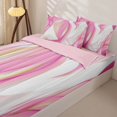 thumbnail image 3 of Homewish Minimalism Pink Stripes Zipper Full Size Comforter Sets with Fitted Sheet and 2 Pillowcases,Abstract Geometric Zipper Bedding Set,Pink Reversible,4pcs, 3 of 8