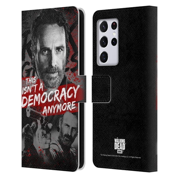 Head Case Designs Officially Licensed AMC The Walking Dead Rick Grimes Legacy Democracy Leather Book Wallet Case Cover Compatible with Samsung Galaxy S21 Ultra 5G