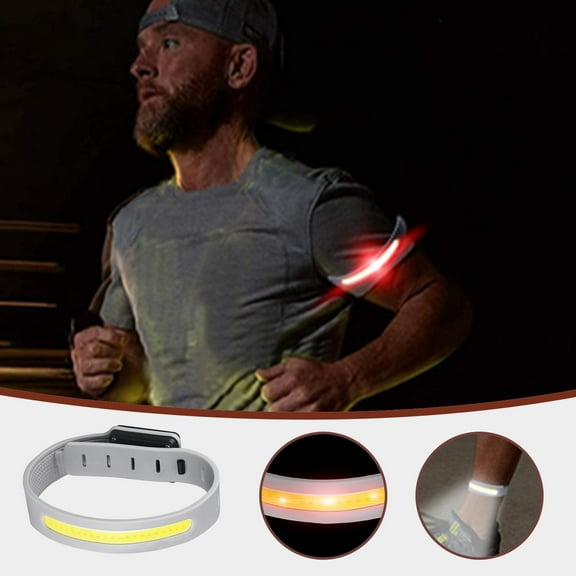 Wiher LED Armband Light, High Visibility Glowing Armband,with 3 Lighting Modes, Waterproof and Non-slip design, Rechargeable,Adjustable Size, for Nighttime Running, Cycling, and Walking, Gray
