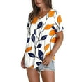 thumbnail image 5 of HomeDM Womens Short Sleeve Shirts Summer Floral Tunic Tops V Neck Loose Fit Flowy Work Shirts for Leggings S-2XL, 5 of 7