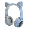 thumbnail image 3 of Auriculares con orejas de gato, luz LED 3D, inalámbricos, Bluetooth 5.0, plegables, con micrófono, color gris y azul, 3 of 12