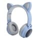 thumbnail image 5 of Auriculares inalámbricos con orejas de gato, luz LED 3D, Bluetooth 5.0, plegables, con micrófono, color gris y azul., 5 of 14