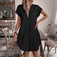 thumbnail image 6 of CIENVNSTG Summer Dresses for Women 2026 Casual Button Down Linen Shirt Dress Short Sleeve Knee Length Tunic Dress Black L, 6 of 7