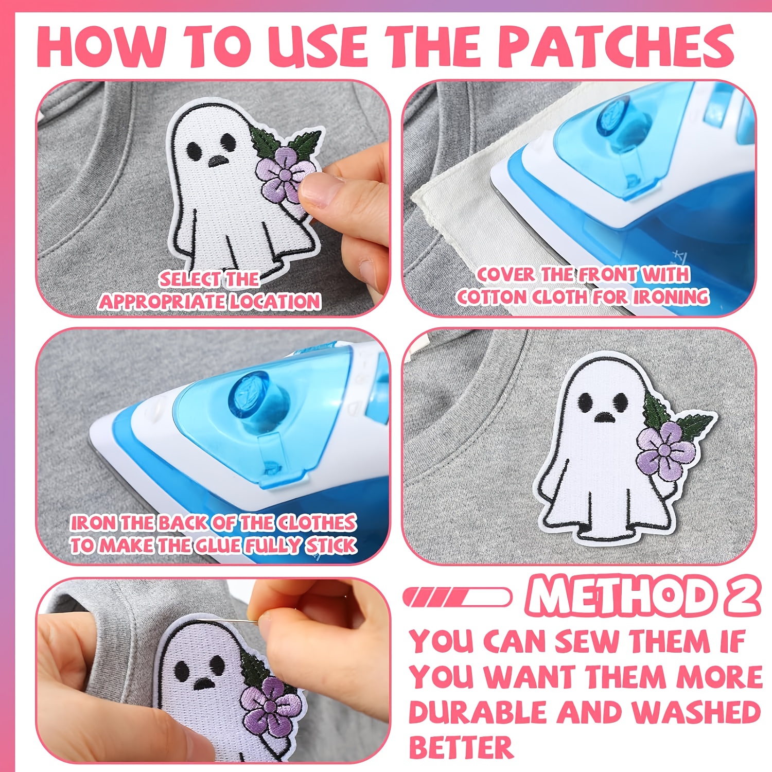 25pcs Cute Patches Iron On Halloween Spooky Pumpkin & Haunted House DesignsPatches Embroidered Applique Cute Pumpkin Boo Iron On for Clothes Hats Backpacks Jackets Accessories