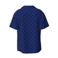 thumbnail image 2 of Xecao offers the Navy Blue for Men's Casual Short-sleeved Shirt, a button-up collared shirt with a pocket, perfect for beach vacations and yacht travel in the 4X-Large size., 2 of 7