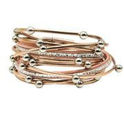 ANNA Multi-Layer Leather Bracelet Braided Cuff Bangle Alloy Magnetic Clasp Jewelry