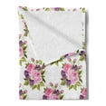 thumbnail image 2 of Floral Soft Flannel Fleece Throw Blanket, Romantic Bouquet of Summer Flowers with Pink Roses with Buds and Violet Pansies, Cozy Plush for Indoor and Outdoor Use, 60" x 80", Multicolor, by Ambesonne, 2 of 5